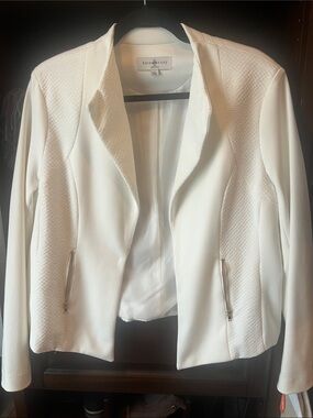 kate rosy Women's White Textured Open-Front Blazer